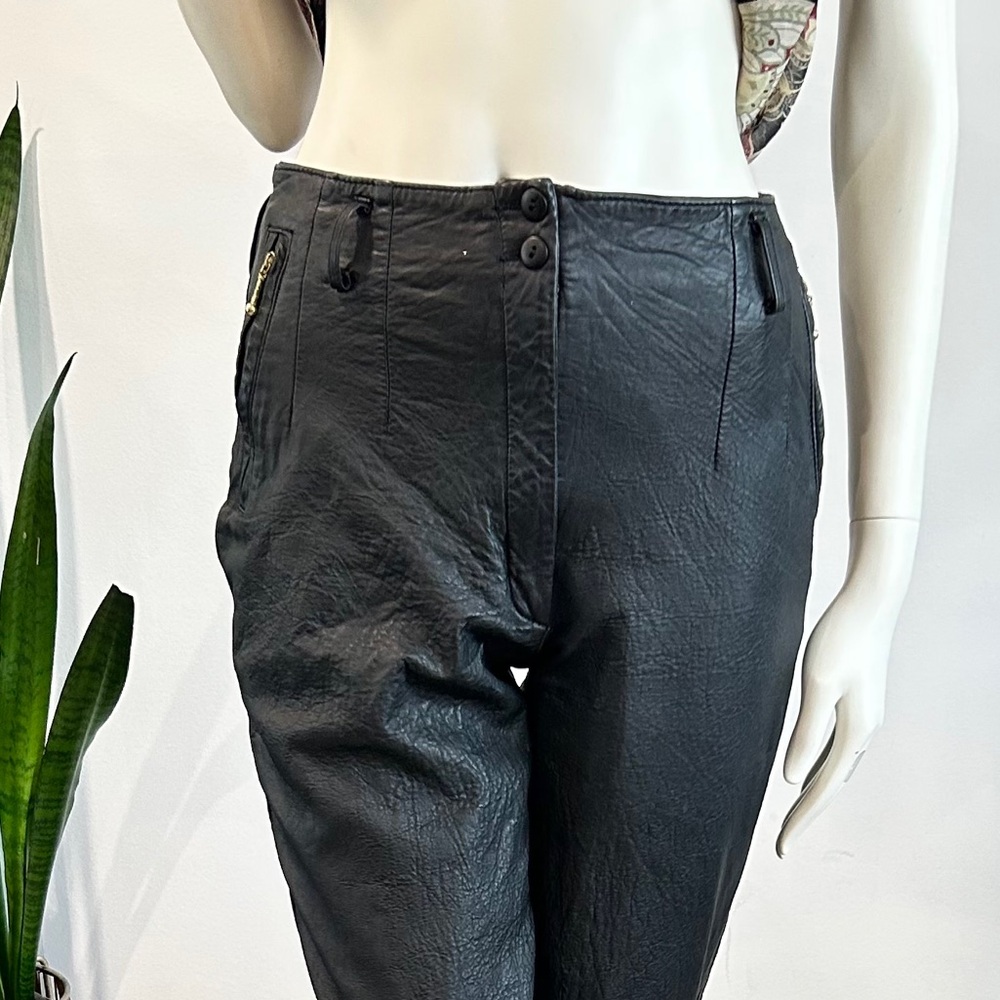 Vintage Black Lambskin Leather Pants - Picture 10 of 17